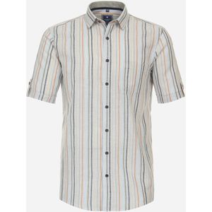 3 voor 99 | Redmond comfort fit overhemd, korte mouw, popeline, groen gestreept 45/46