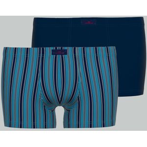 Gotzburg heren boxer normale lengte (2-pack), middenblauw gestreept