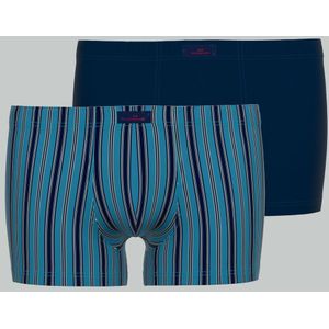 Gotzburg heren boxer normale lengte (2-pack), middenblauw gestreept