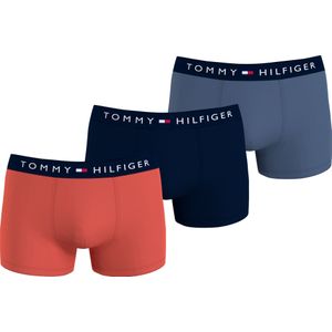 Tommy Hilfiger trunk (3-pack), heren boxers normale lengte, blauw, oranje -  Maat: L