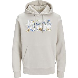 JACK & JONES Jeff corp logo sweat hood regular fit, heren hoodie katoenmengsel met capuchon, beige Flower -  Maat: S