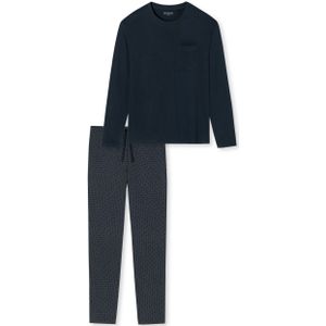 SCHIESSER Ebony pyjamaset, heren pyjama lang jersey blauw -  Maat: M