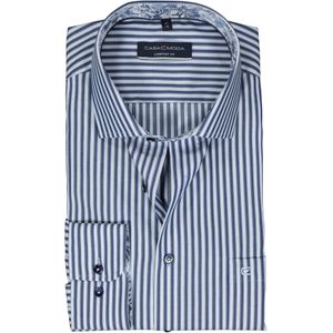 CASA MODA comfort fit overhemd, dobby, blauw met wit en grijs gestreept 41
