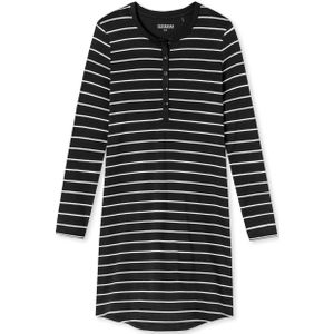SCHIESSER - Nachthemd - Zwart-Wit - Lange Mouwen - Single Jersey