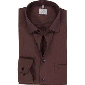 MARVELIS - Comfort Fit - Overhemd - Chocoladebruin - Strijkvrij