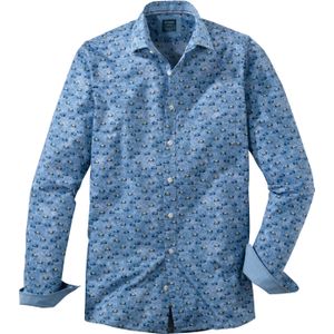 OLYMP Casual modern fit overhemd, twill, bleu dessin