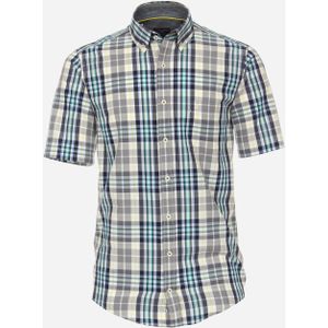 CASA MODA Sport casual fit overhemd, korte mouw, dobby, blauw geruit 45/46
