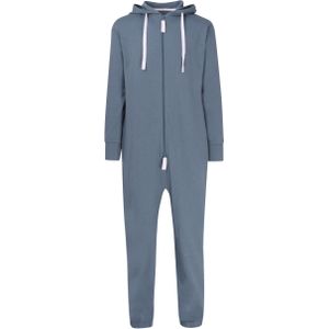 Ceceba heren jumpsuit pyjamapak met capuchon, middenblauw melange -  Maat: S