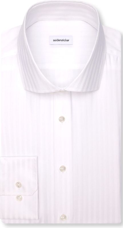 Seidensticker shaped fit overhemd, popeline, wit gestreept