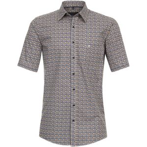 CASA MODA - Sport Comfort Fit - Overhemd - Geel Dessin - Korte Mouw - Strijkvriendelijk