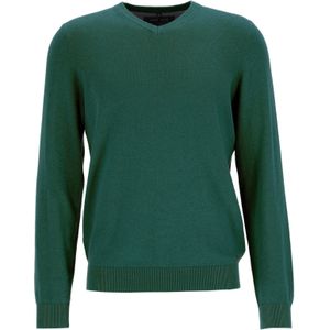 MARVELIS modern fit trui katoen, V-hals, groen -  Maat: XL
