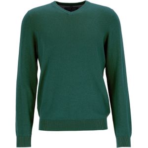 MARVELIS modern fit trui katoen, V-hals, groen -  Maat: 3XL