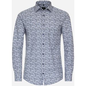 VENTI modern fit overhemd, popeline, blauw dessin 48