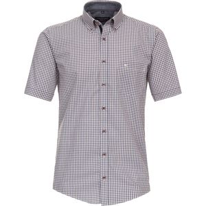 CASA MODA Sport casual fit overhemd, korte mouw, dobby, blauw met wit en rood geruit