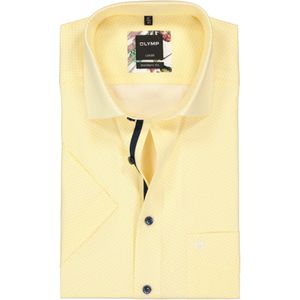 OLYMP Luxor modern fit overhemd, korte mouw, geel mini dessin (contrast) 38