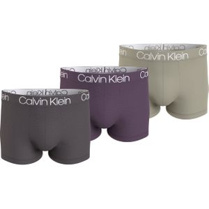 Calvin Klein Trunk (3-pack), heren boxers normale lengte, donkergrijs, paars, kaki -  Maat: L