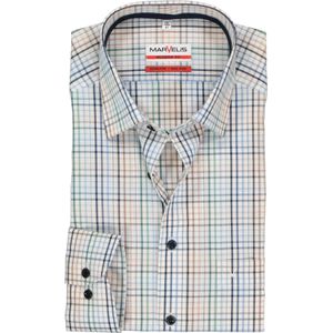 MARVELIS modern fit overhemd, mouwlengte 7, wit, blauw en groen geruit (contrast) 46