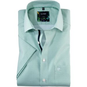 OLYMP Luxor modern fit overhemd, korte mouw, popeline, groen dessin 43