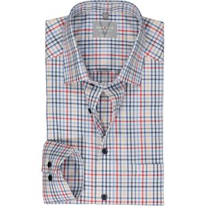 MARVELIS comfort fit overhemd, popeline, wit met blauw, geel en rood geruit