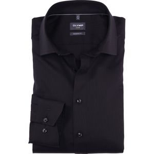 OLYMP Luxor modern fit overhemd, popeline, zwart gestreept 48