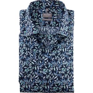 OLYMP Luxor comfort fit overhemd, korte mouw, popeline, lichtgroen dessin