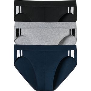 SCHIESSER 95/5 Stretch rio slips (3-pack), zwart, blauw en grijs -  Maat: 3XL