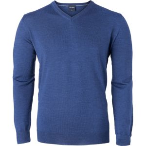OLYMP modern fit trui wol, V-hals, indigo blauw -  Maat: 3XL