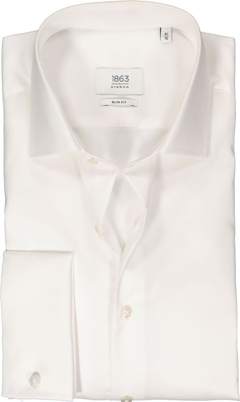 ETERNA - Slim Fit - Overhemd - Ecru - Twill met Dubbele Manchet