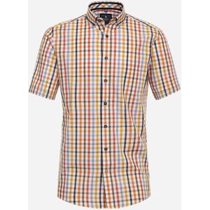 3 voor 99 | Redmond comfort fit overhemd, korte mouw, popeline, geel geruit 47/48