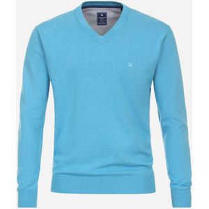 Redmond heren trui katoen, V-hals, blauw (middeldik) -  Maat: XL