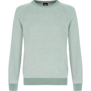 BOSS Dairon regular fit trui wolmengsel, heren trui middeldik O-hals, groen