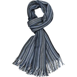 Michaelis heren sjaal, blauw met grijs gestreept