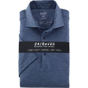 OLYMP 24/7 Level 5 body fit overhemd, korte mouw, tricot, marineblauw