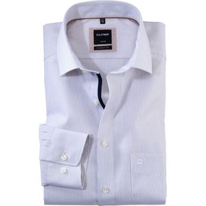 OLYMP Luxor modern fit overhemd, popeline, bruin gestreept