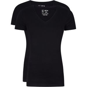 RJ Bodywear Everyday Alkmaar T-shirts (2-pack), heren rib T-shirts diepe V-hals, zwart -  Maat: XXL