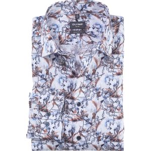 OLYMP Luxor modern fit overhemd, popeline, mandarijngeel dessin