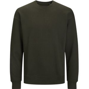 JACK & JONES Star basic sweat crew neck regular fit, heren sweatshirt katoenmengsel met O-hals, donker olijfgroen -  Maat: XS