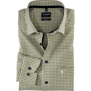 OLYMP Luxor modern fit overhemd, structuur, lindegroen geruit