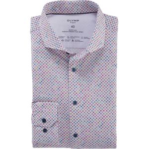 OLYMP 24/7 No. 6 Six super slim fit overhemd, tricot, fuchsia dessin