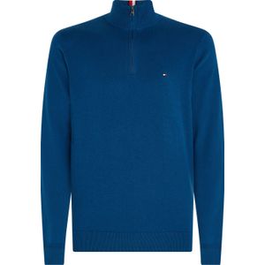 Tommy Hilfiger heren schipperstrui katoen, Pima Org Ctn Cashmere Zip Mock, blauw