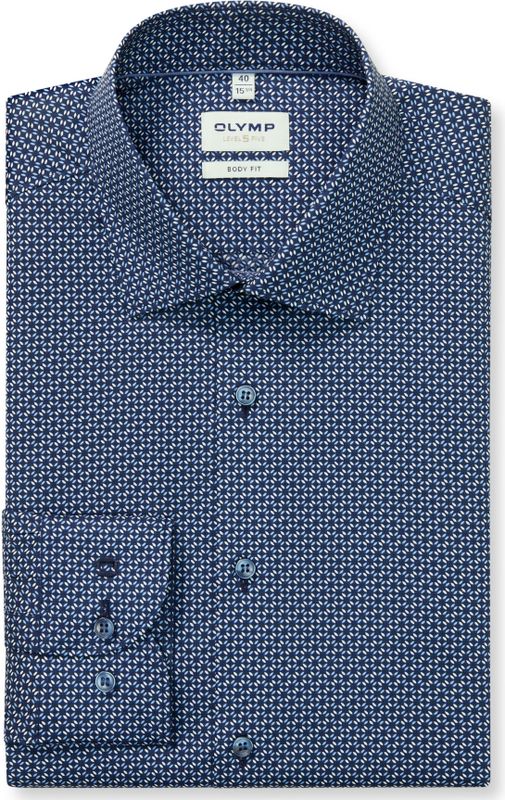 OLYMP - Level 5 - Body Fit Overhemd - Donkerblauw - Popeline