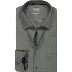 OLYMP Luxor comfort fit overhemd, structuur, grijsgroen