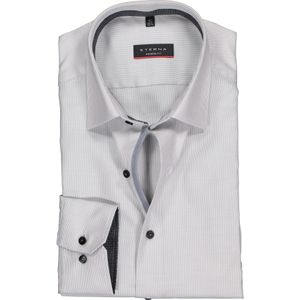 ETERNA modern fit overhemd, twill structuur heren overhemd, grijs (zwart contrast)