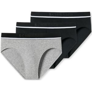 SCHIESSER 95/5 slip (3-pack), heren rioslips biologisch katoen geweven elastische tailleband zwart/grijs -  Maat: M