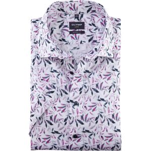 OLYMP Luxor modern fit overhemd, korte mouw, popeline, roze dessin