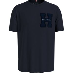 Tommy Hilfiger Boucle H Embro Tee, heren T-shirt korte mouw O-hals, donkerblauw -  Maat: 3XL