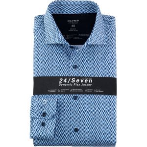 OLYMP 24/7 No. 6 Six super slim fit overhemd, tricot, bleu dessin