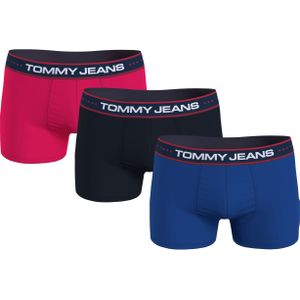 Tommy Hilfiger Jeans heren boxers normale lengte (3-pack), trunk, blauw en roze -  Maat: XL