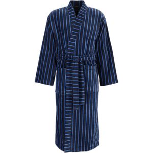 SCHIESSER heren badjas, ultralicht velours, donker blauw gestreept -  Maat: XL
