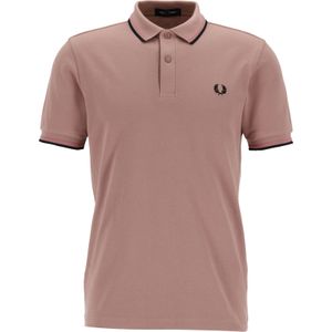 Fred Perry M3600 polo twin tipped shirt, pique, Darkpink / Dusty rose / Black -  Maat: L